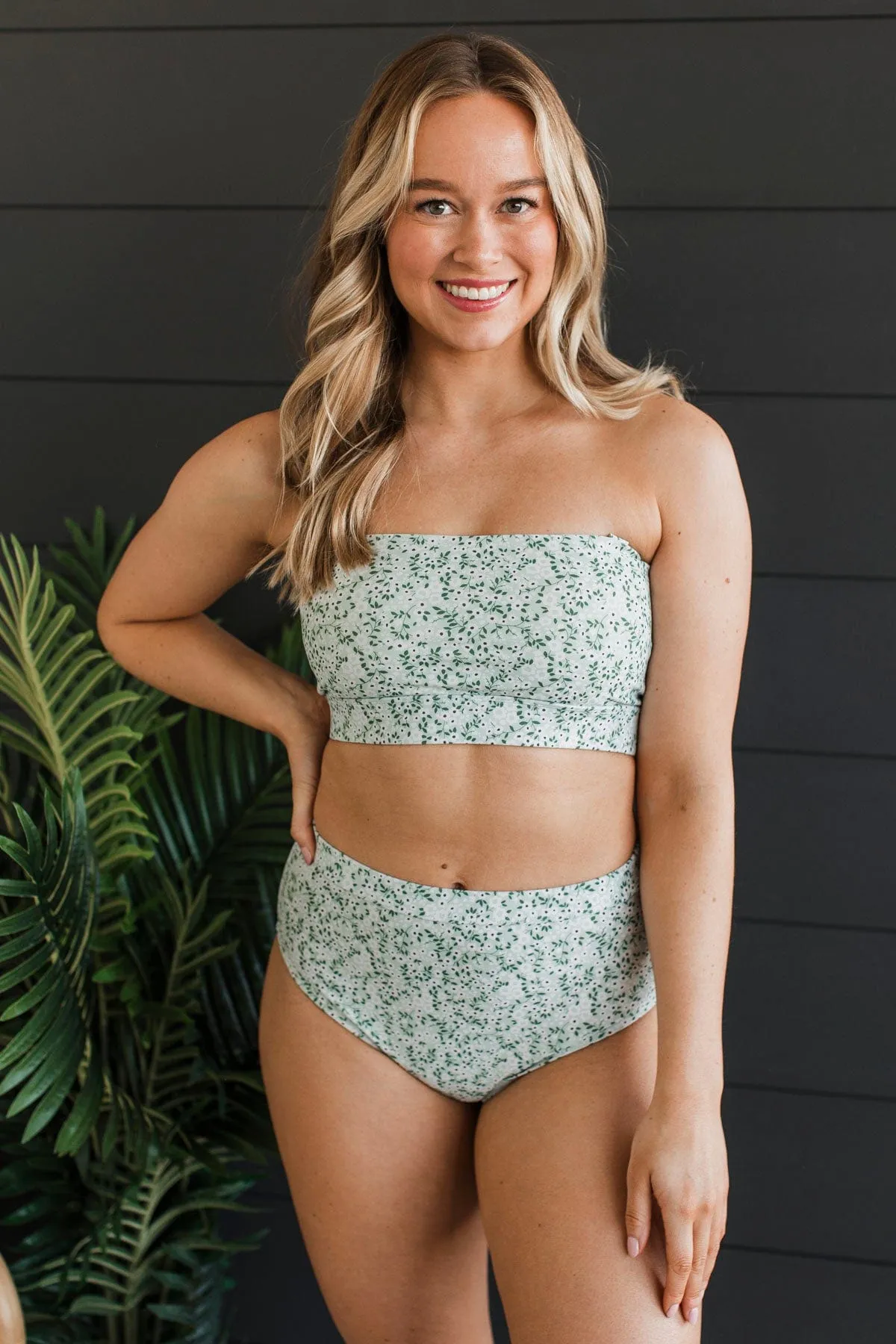 Coast Along Floral Swim Top- Mint