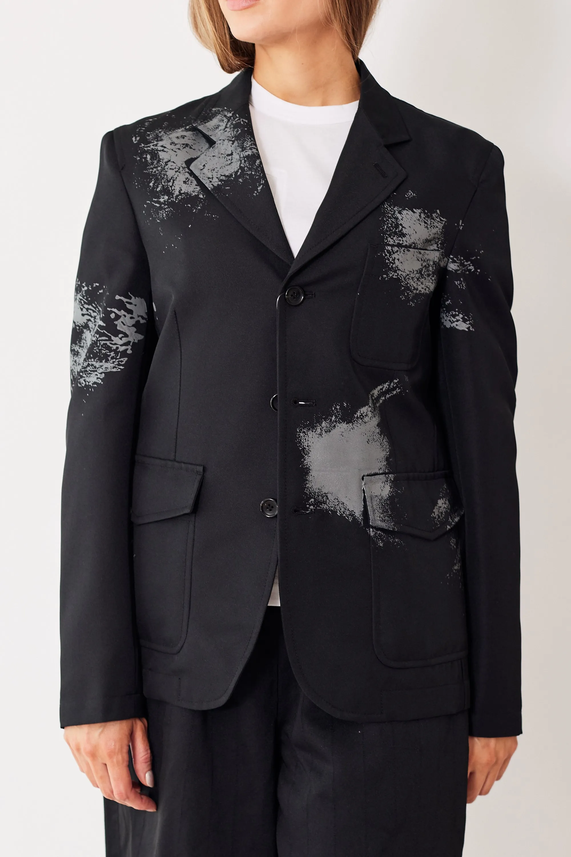 Comme des Garçons Mens Woven Grey Painted Jacket