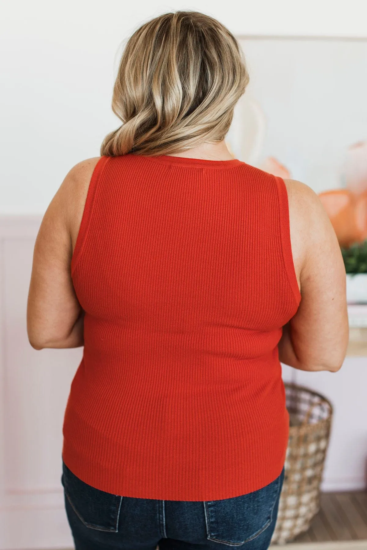 Cool Ambition Ribbed Tank Top- Dark Orange