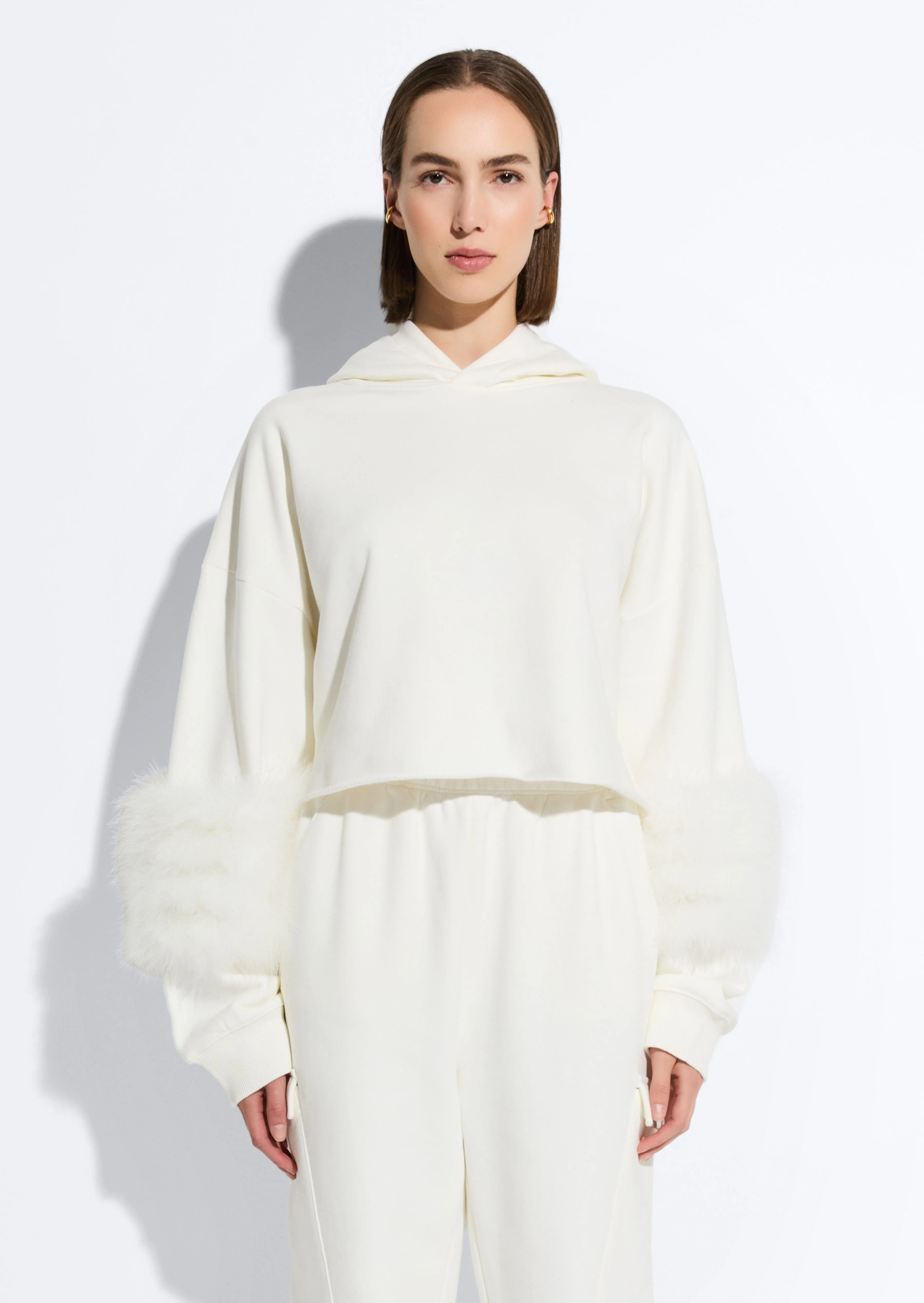 Cotton Sweatshirt With Marabou Feathers