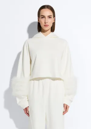 Cotton Sweatshirt With Marabou Feathers