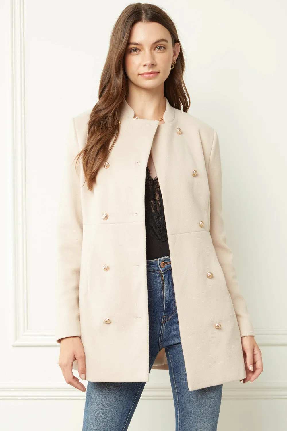 Cream Button Blazer