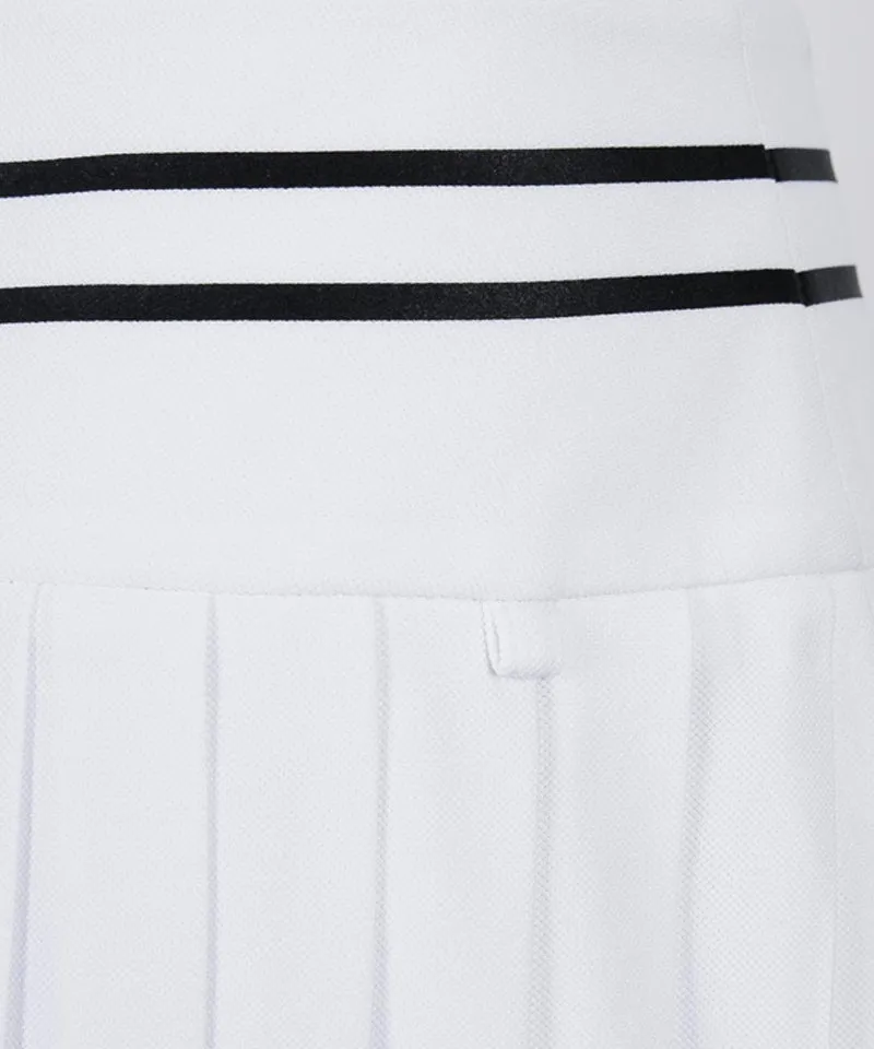 CREVE NINE: Color Combination Culottes Multi Skirt - White