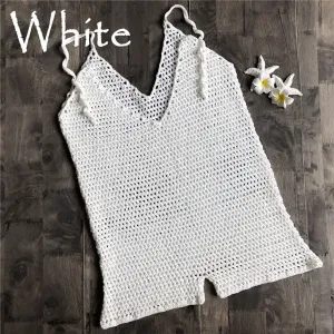 Crochet Beachwear Mesh See Through Beach Cover Up