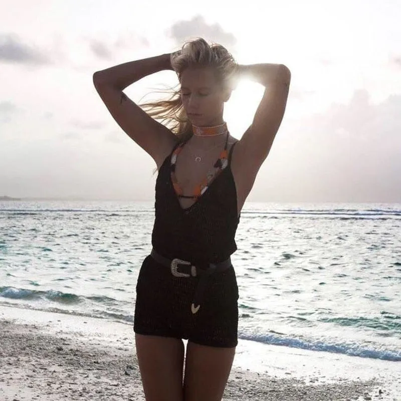 Crochet Beachwear Mesh See Through Beach Cover Up