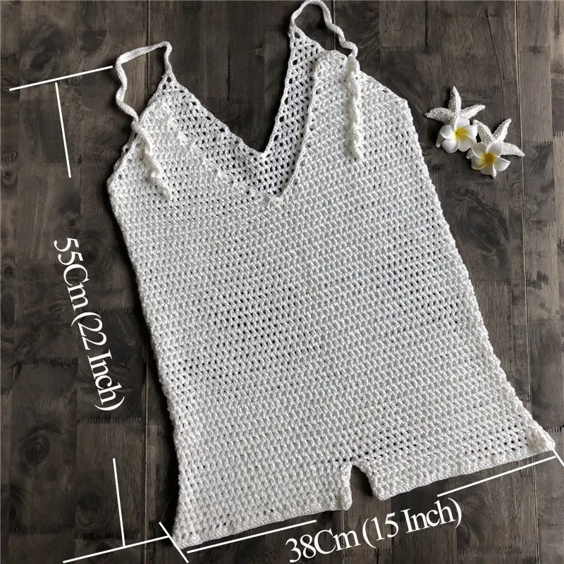 Crochet Beachwear Mesh See Through Beach Cover Up
