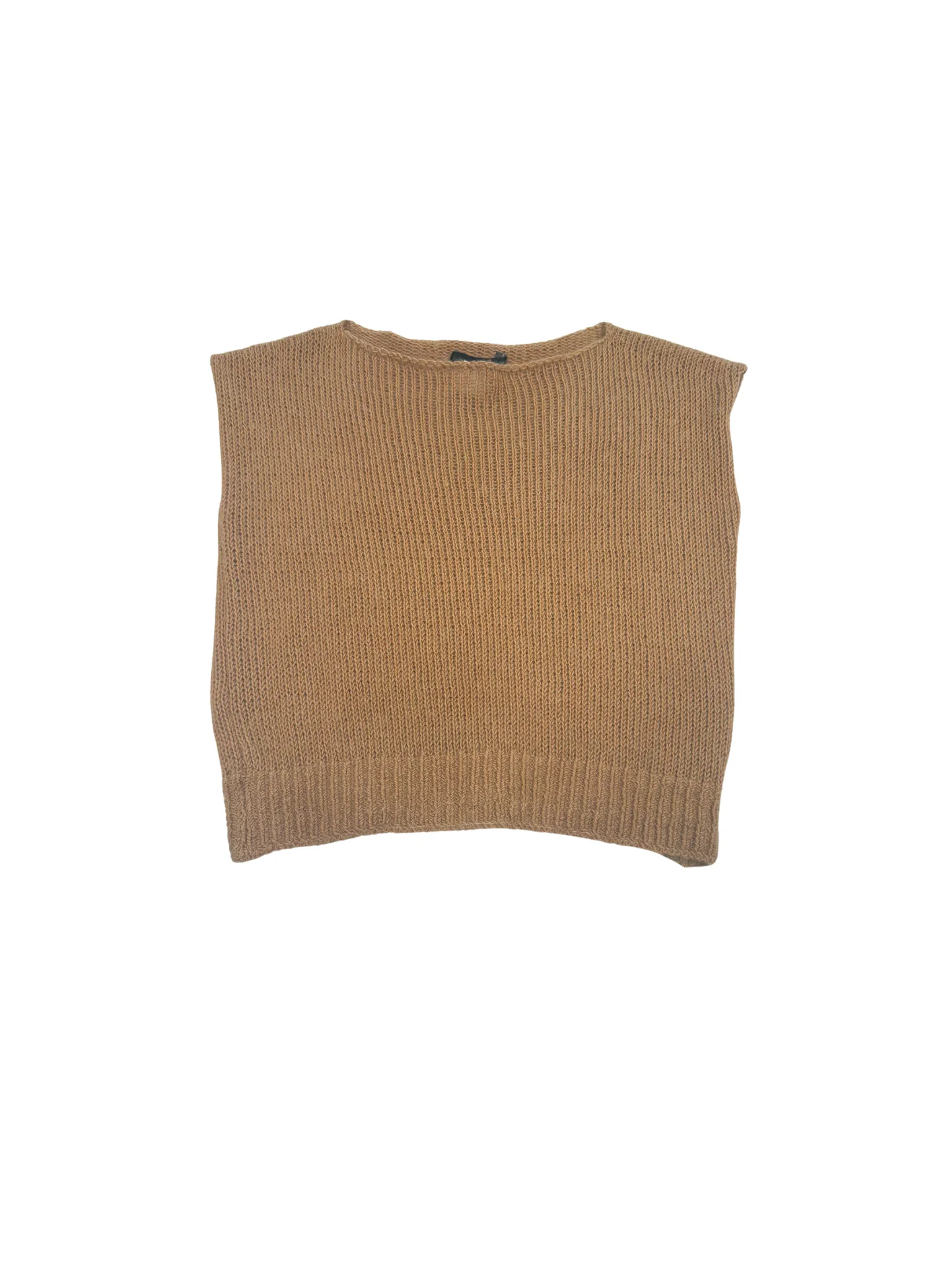 Cropped Knit Top in Camel