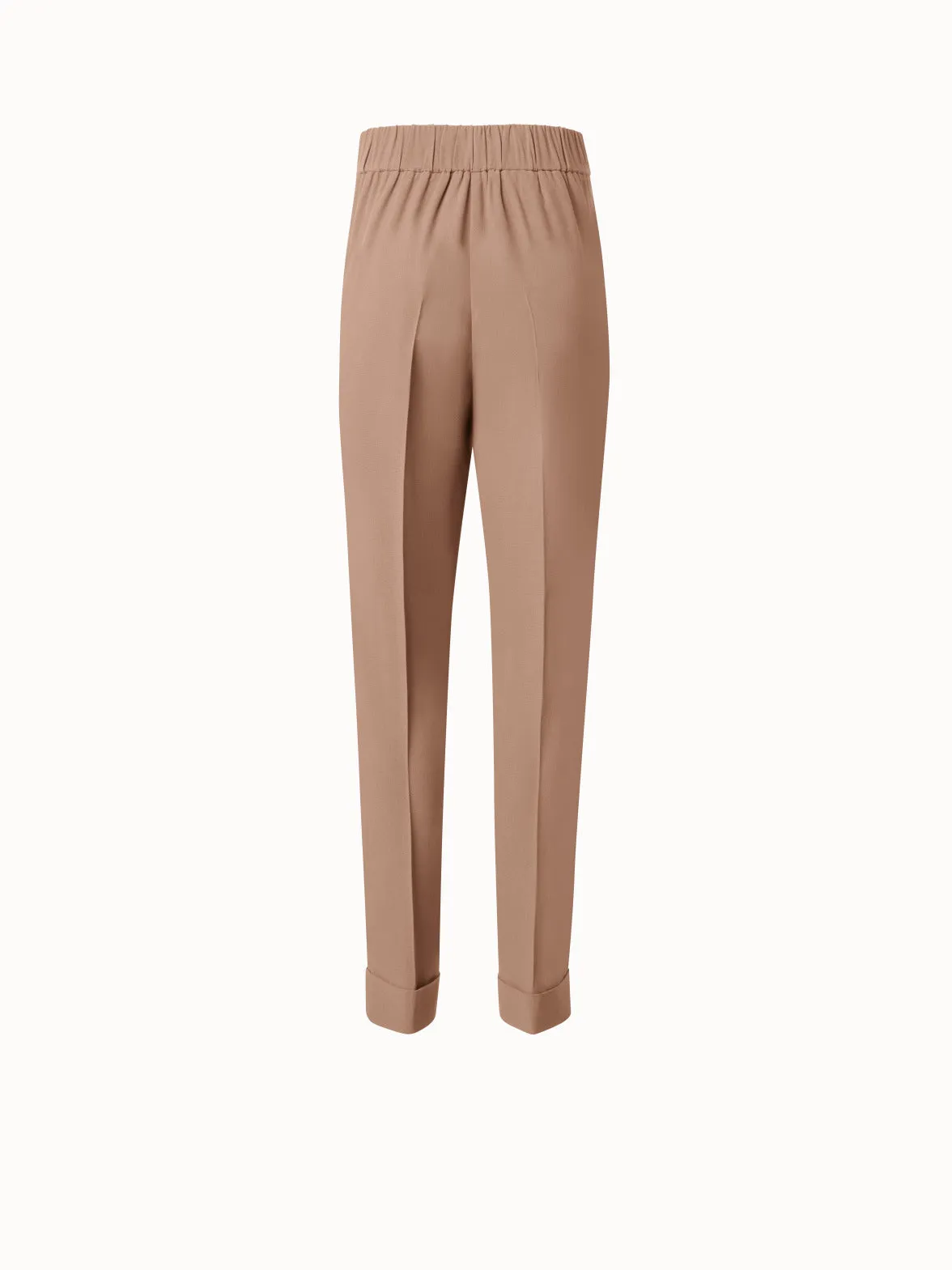 Cuffed Tapered Crêpe Pants