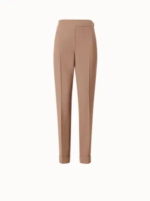 Cuffed Tapered Crêpe Pants