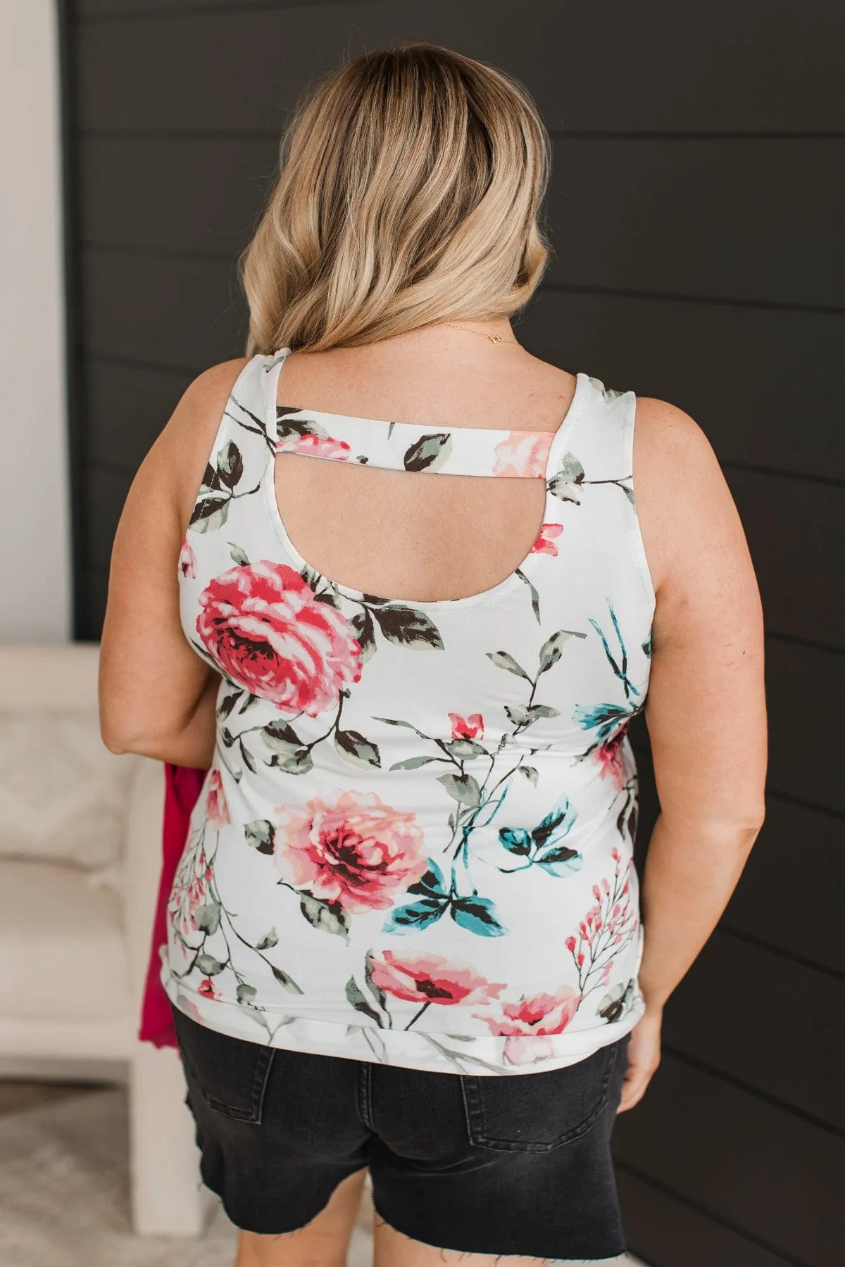 Dedicated To You Floral Tank Top- Ivory & Pink