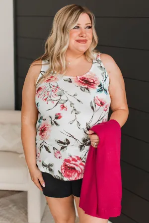 Dedicated To You Floral Tank Top- Ivory & Pink
