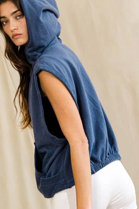 Denim Blue Hooded Bucketlist Pullover