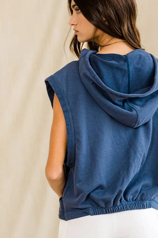 Denim Blue Hooded Bucketlist Pullover