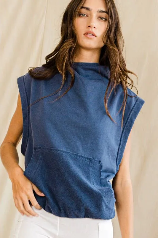 Denim Blue Hooded Bucketlist Pullover