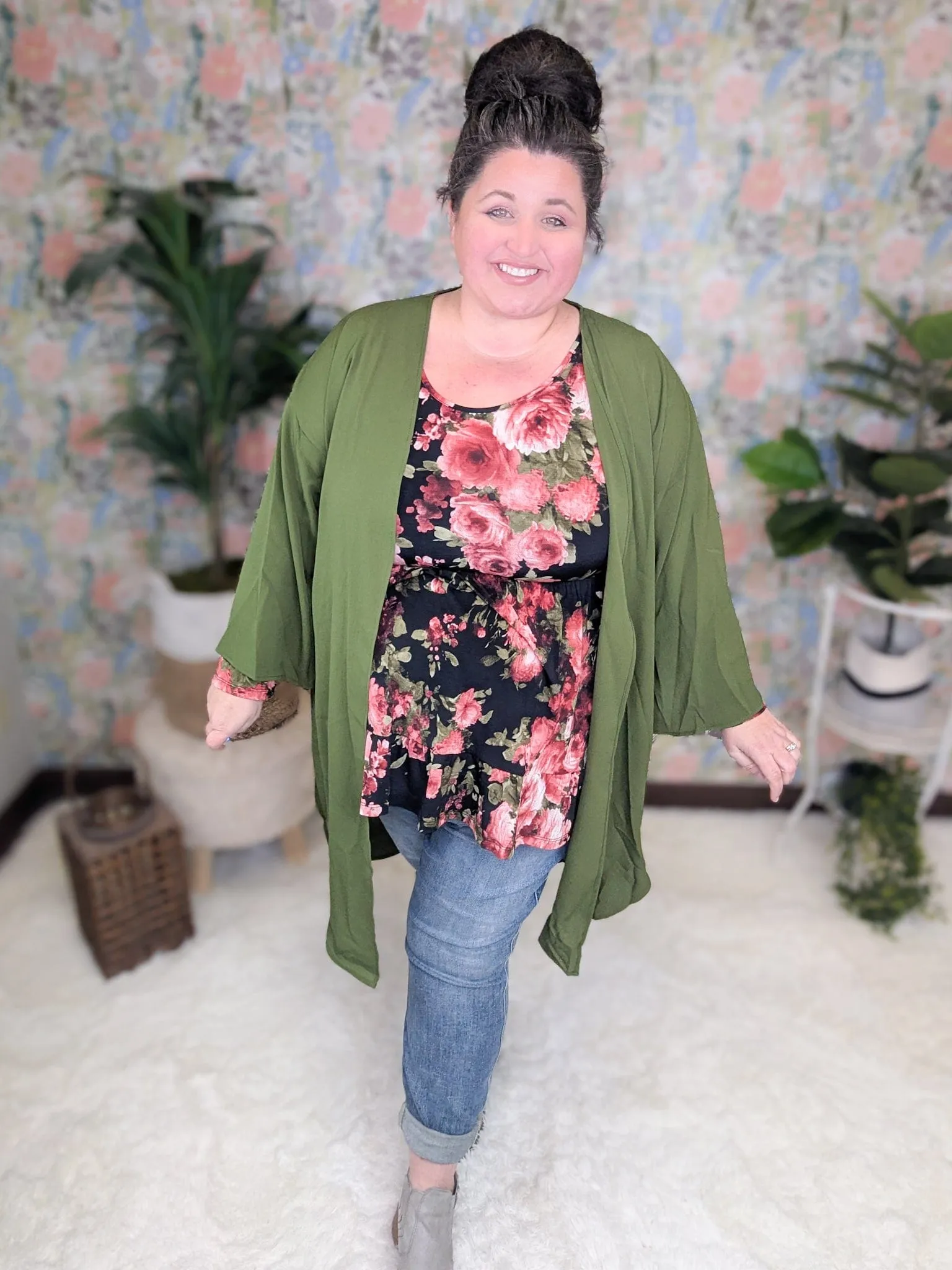 Denise Scoopneck Tiered Top in Dark Roses (2 colors)