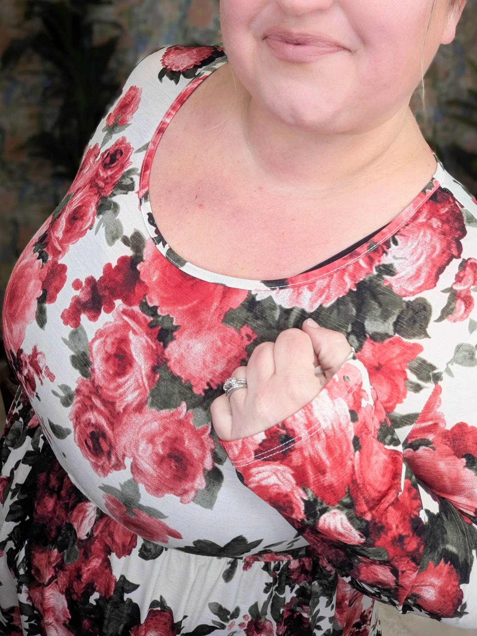 Denise Scoopneck Tiered Top in Dark Roses (2 colors)