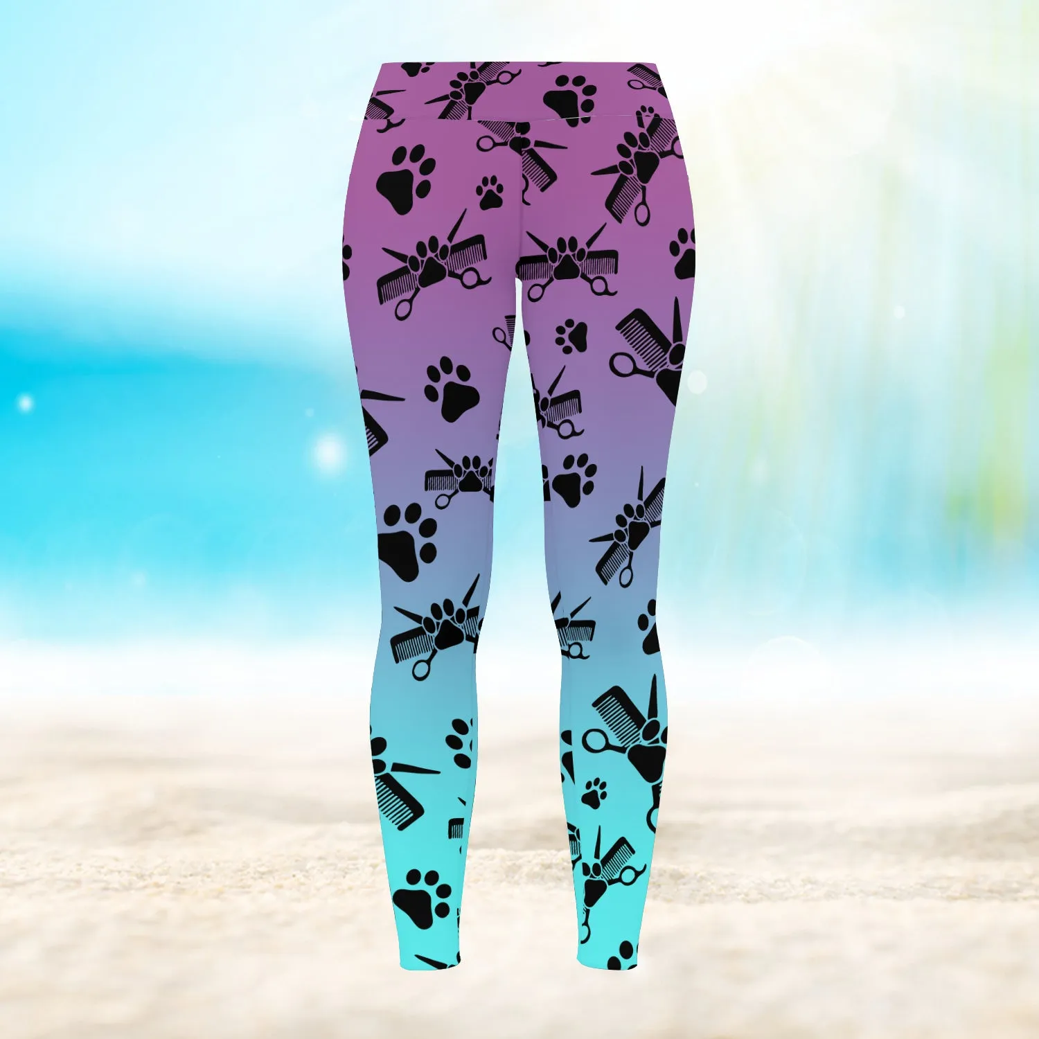 Dog Groomer Pet Groomer Salon Pet Gradient Purple Blue 3D Legging 834 NA93