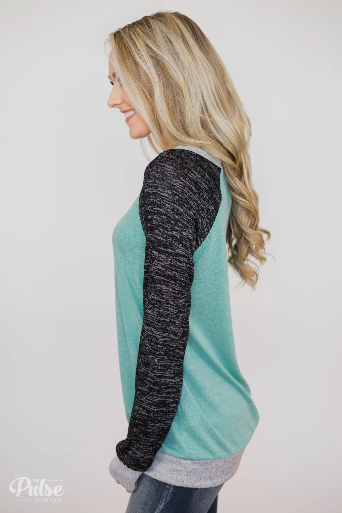 Don't Hesitate Long Sleeve Top- Light Blue