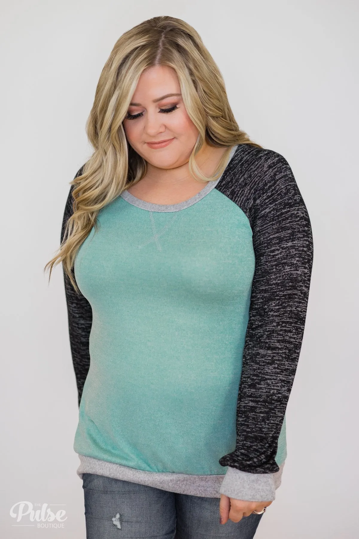 Don't Hesitate Long Sleeve Top- Light Blue