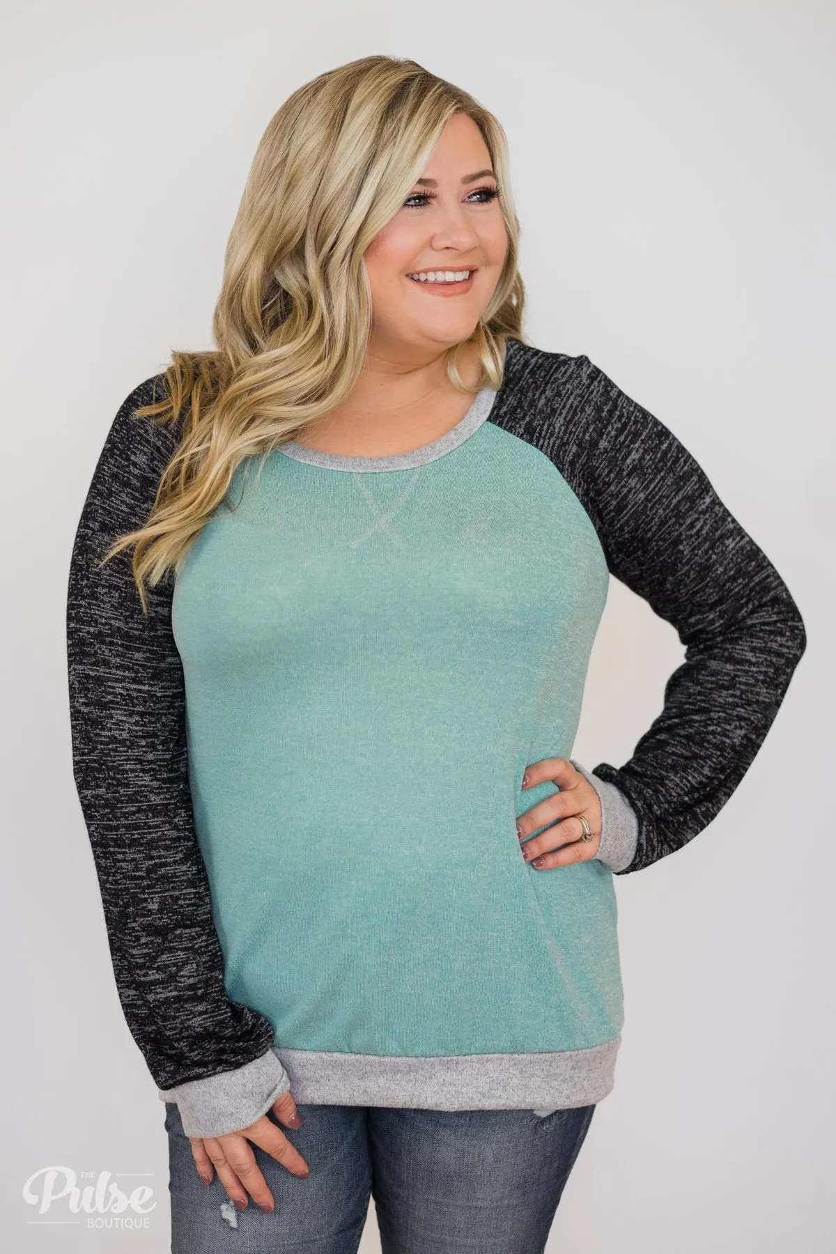Don't Hesitate Long Sleeve Top- Light Blue
