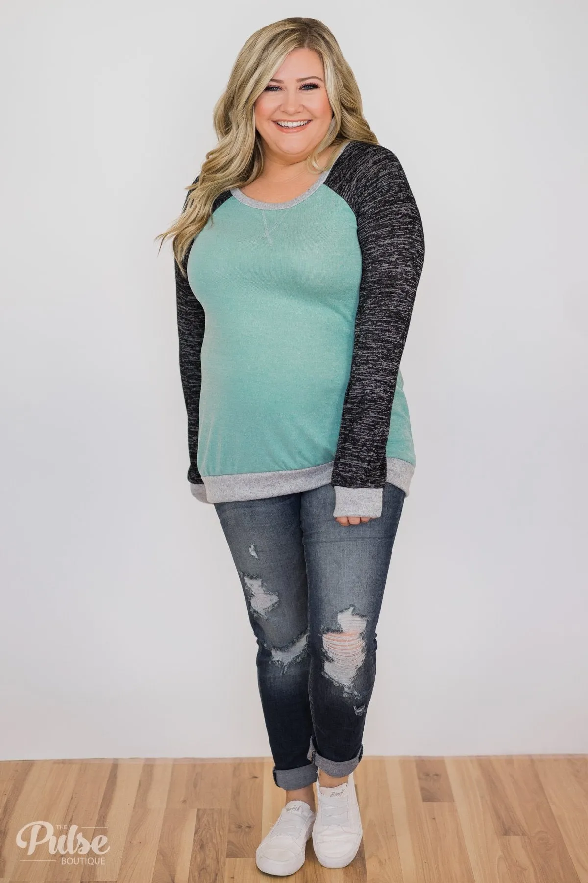 Don't Hesitate Long Sleeve Top- Light Blue