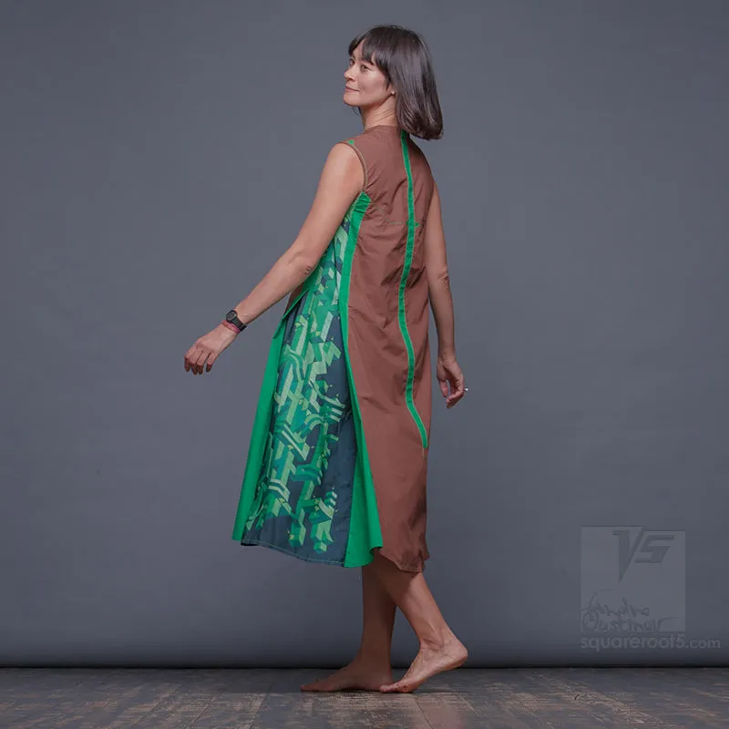 Dress "Cosmic Tetris" Model "BG"  Brown-Green