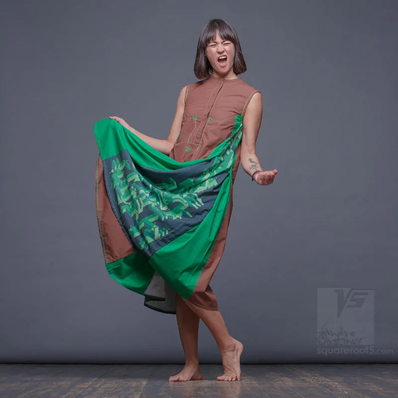 Dress "Cosmic Tetris" Model "BG"  Brown-Green