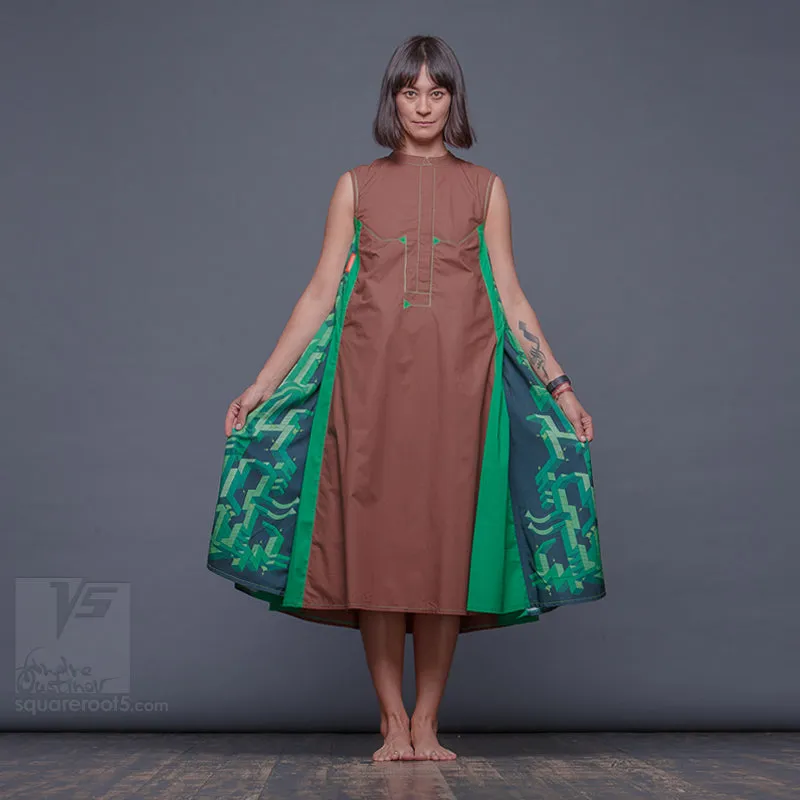 Dress "Cosmic Tetris" Model "BG"  Brown-Green