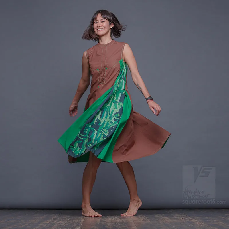 Dress "Cosmic Tetris" Model "BG"  Brown-Green