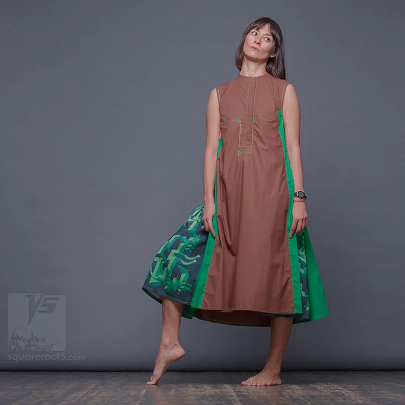 Dress "Cosmic Tetris" Model "BG"  Brown-Green