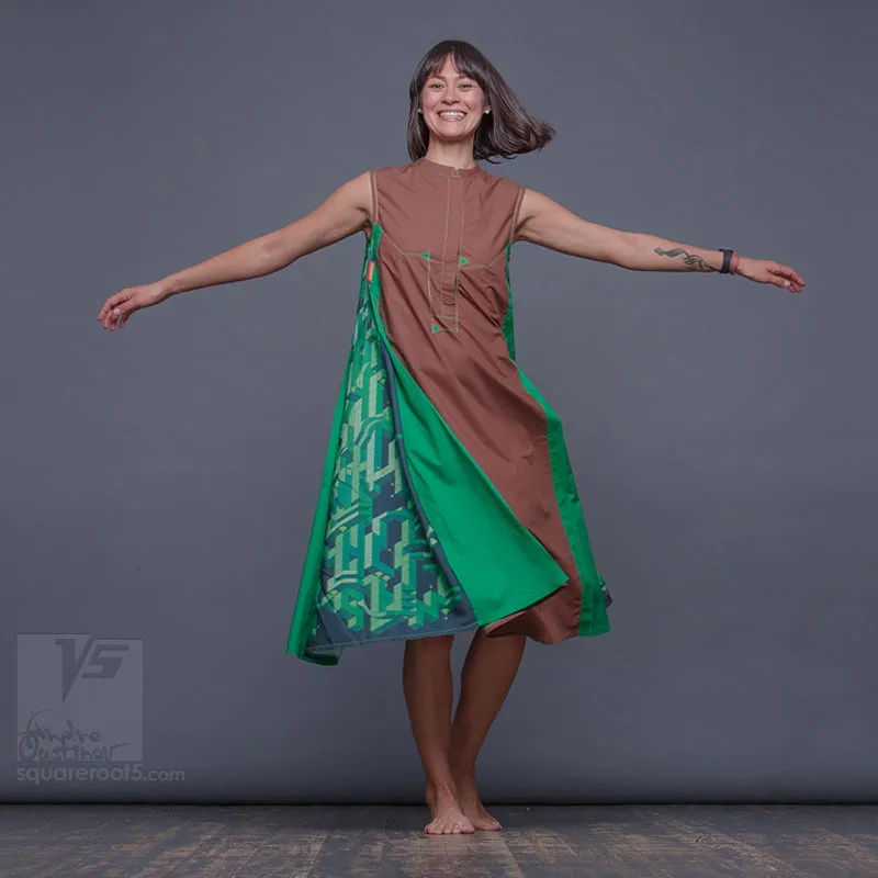 Dress "Cosmic Tetris" Model "BG"  Brown-Green