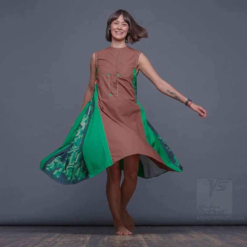 Dress "Cosmic Tetris" Model "BG"  Brown-Green