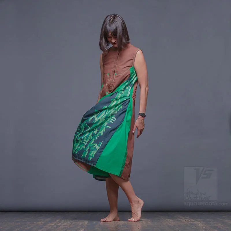 Dress "Cosmic Tetris" Model "BG"  Brown-Green
