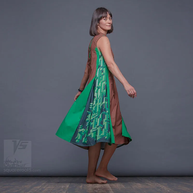Dress "Cosmic Tetris" Model "BG"  Brown-Green