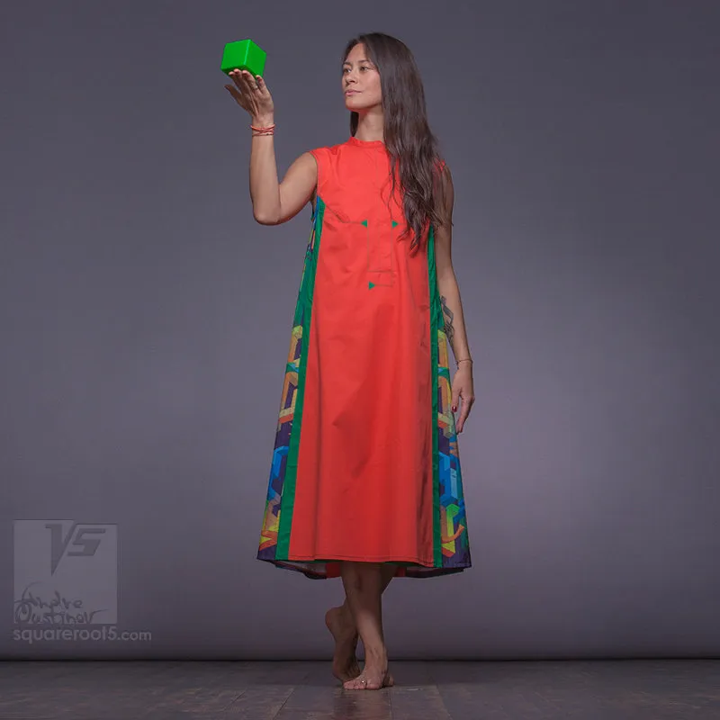 Dress "Cosmic Tetris" model "OG"Orange-Green