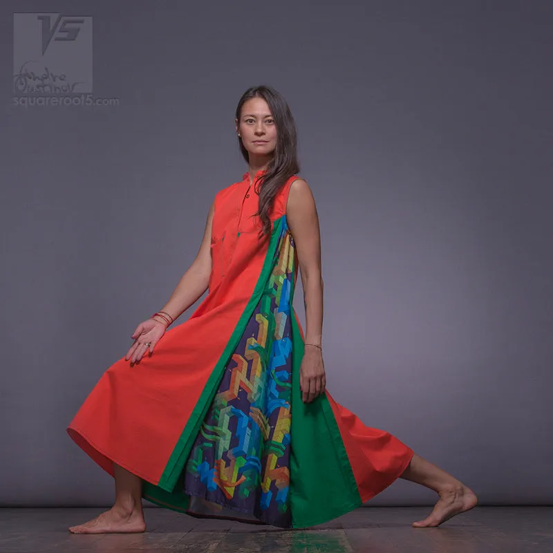 Dress "Cosmic Tetris" model "OG"Orange-Green