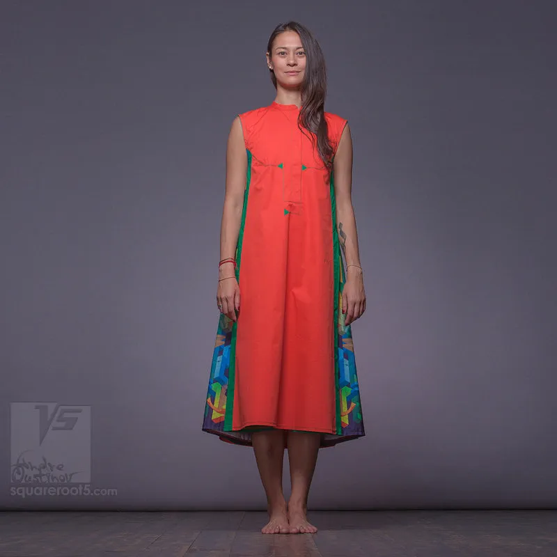Dress "Cosmic Tetris" model "OG"Orange-Green