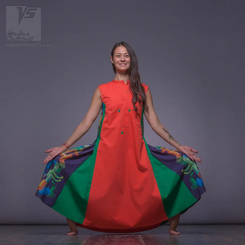 Dress "Cosmic Tetris" model "OG"Orange-Green