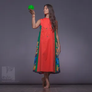 Dress "Cosmic Tetris" model "OG"Orange-Green