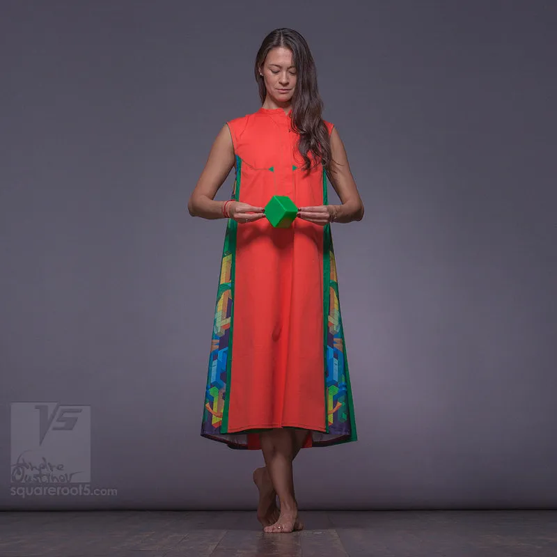 Dress "Cosmic Tetris" model "OG"Orange-Green