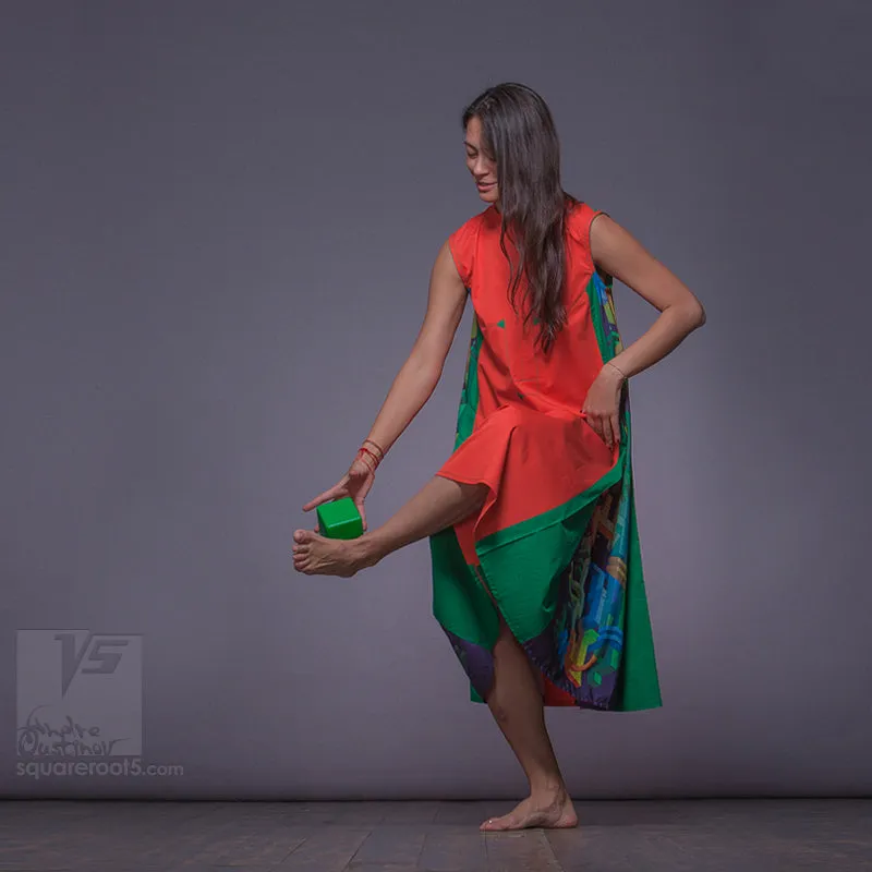 Dress "Cosmic Tetris" model "OG"Orange-Green