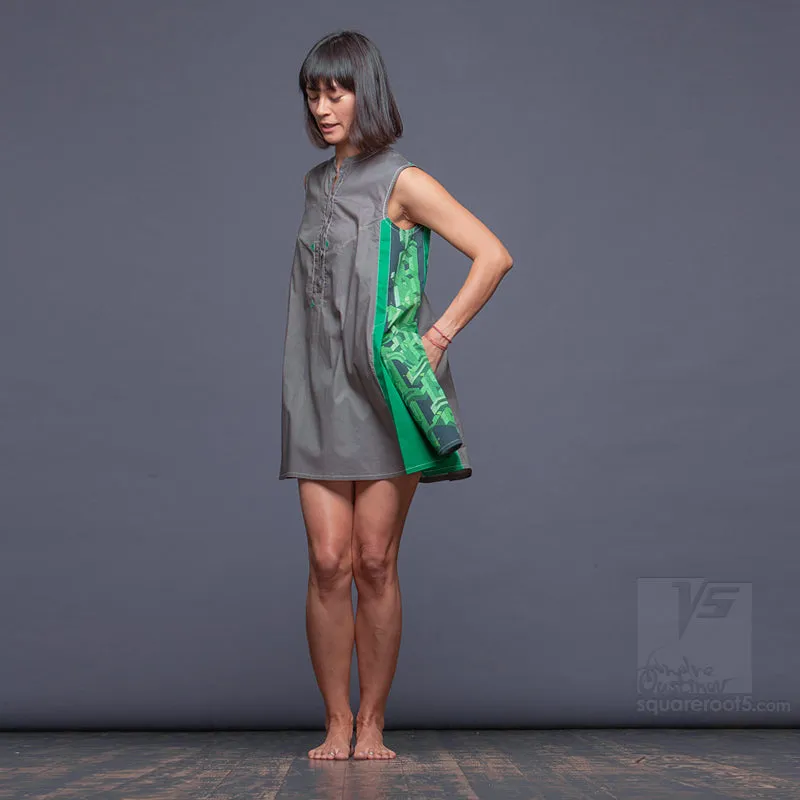 Dress "Cosmic Tetris" model "SGG" Short Gray-Green