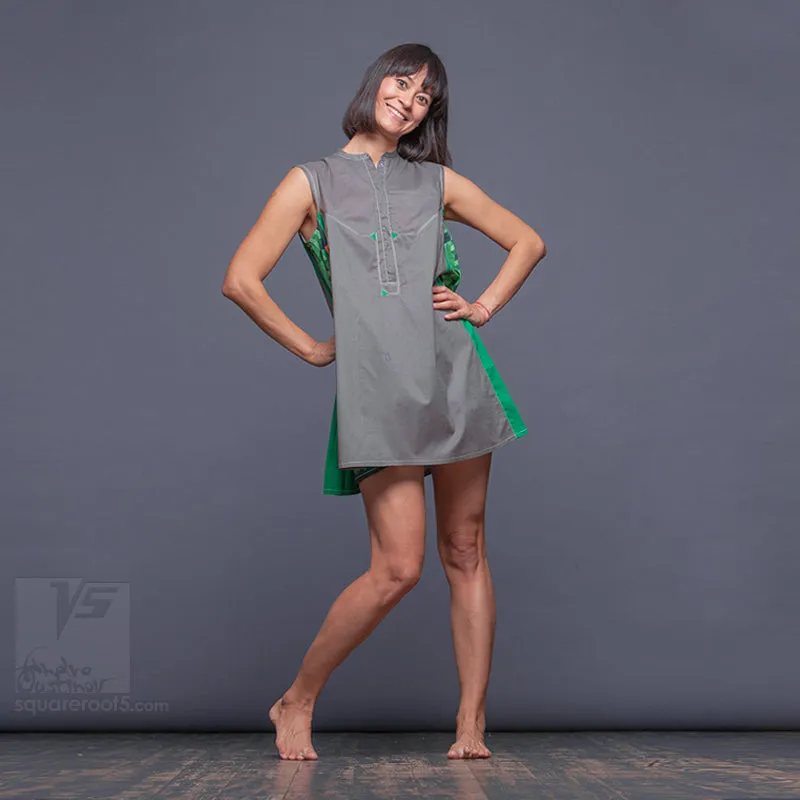 Dress "Cosmic Tetris" model "SGG" Short Gray-Green