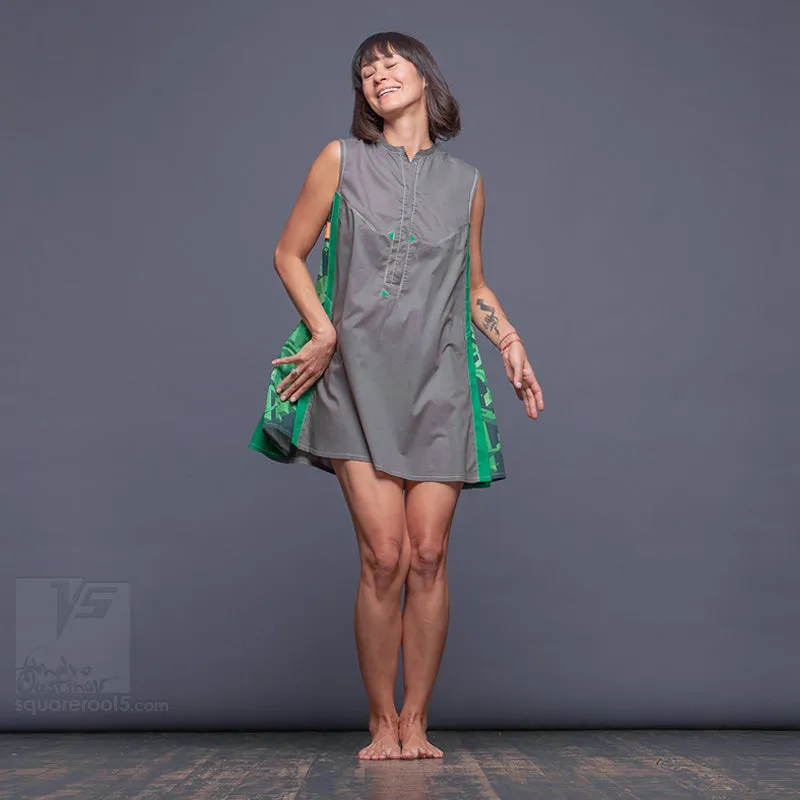 Dress "Cosmic Tetris" model "SGG" Short Gray-Green