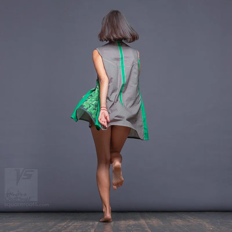 Dress "Cosmic Tetris" model "SGG" Short Gray-Green