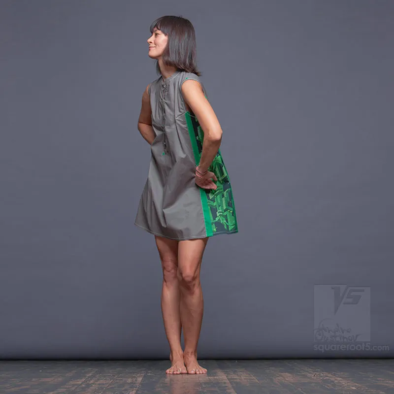 Dress "Cosmic Tetris" model "SGG" Short Gray-Green