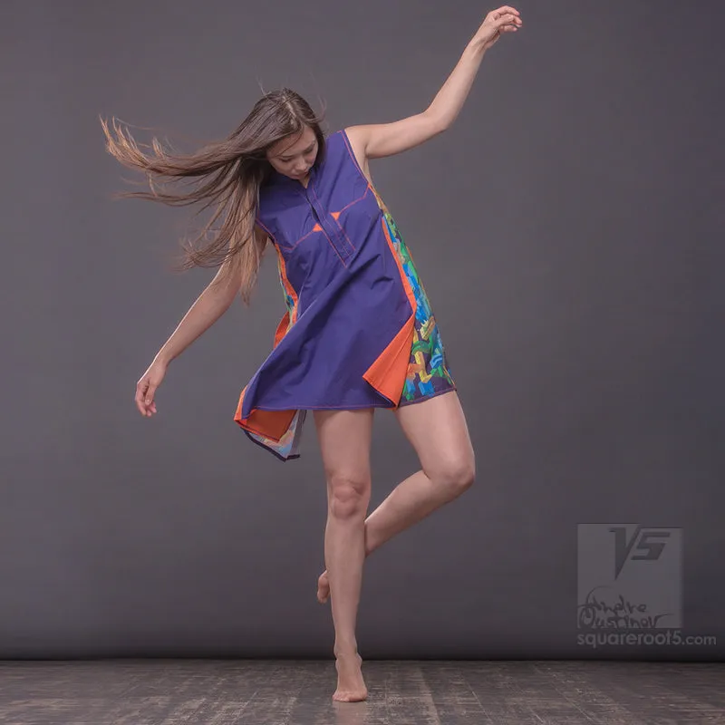 Dress "Cosmic Tetris" model "SVO" Short Violet-Orange