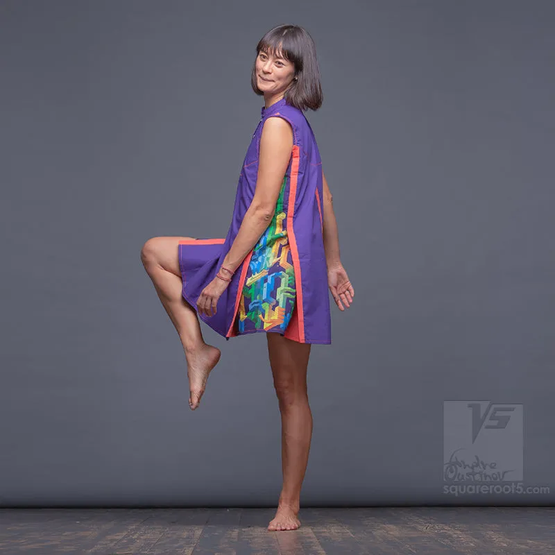 Dress "Cosmic Tetris" model "SVO" Short Violet-Orange