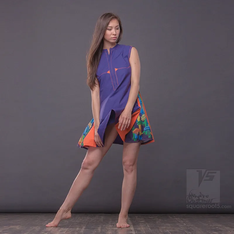 Dress "Cosmic Tetris" model "SVO" Short Violet-Orange