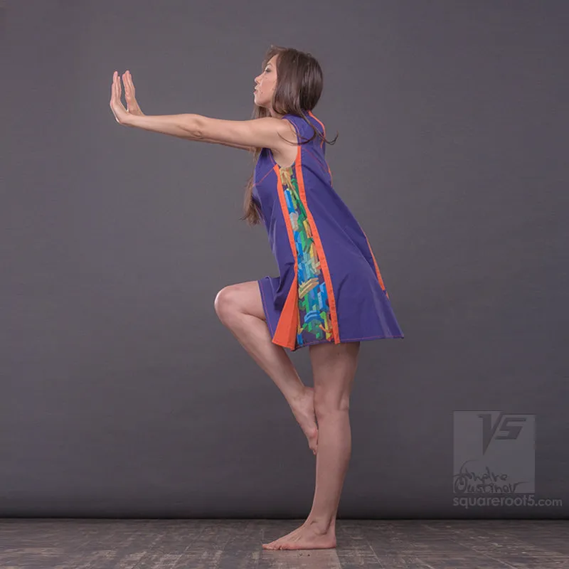 Dress "Cosmic Tetris" model "SVO" Short Violet-Orange